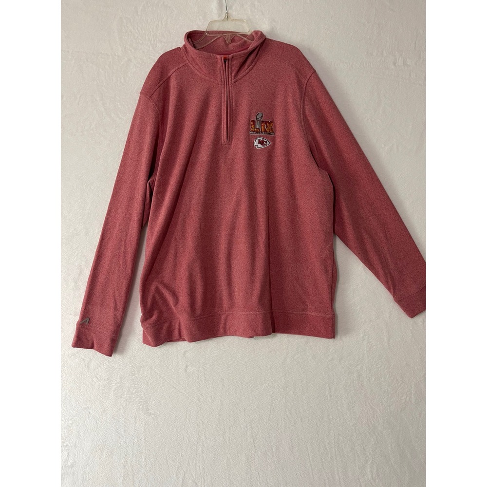Antigua Mens Kansas City Chiefs Super Bowl LVIII Quarter Zip Pullover Red XL